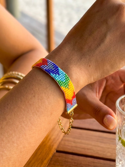 Color Me Happy Handmade Beaded Rainbow Bracelet