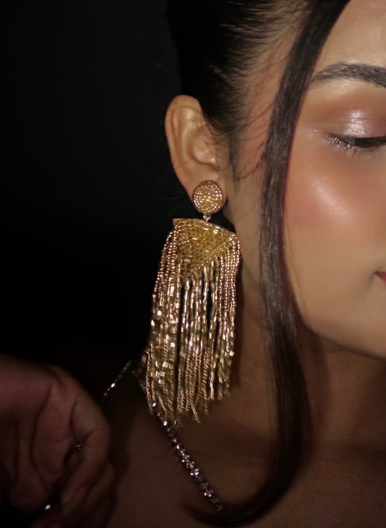 Luxe Gold Handmade Beaded Tassel Earrings