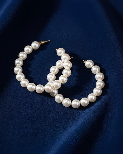 Classic Pearl Handmade Beaded Hoop Earrings