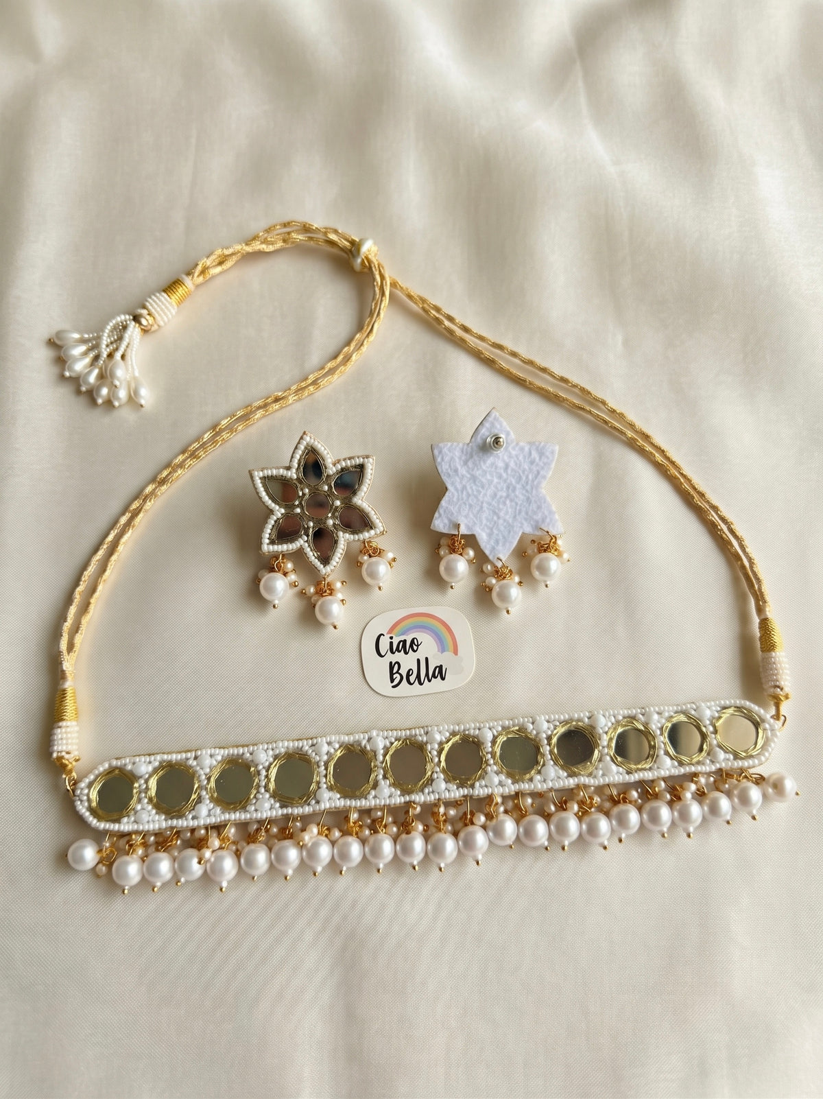 Noor Mirror Handmade Beaded Necklace & Earrings Set