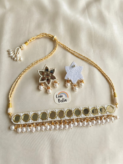 Noor Mirror Handmade Beaded Necklace & Earrings Set