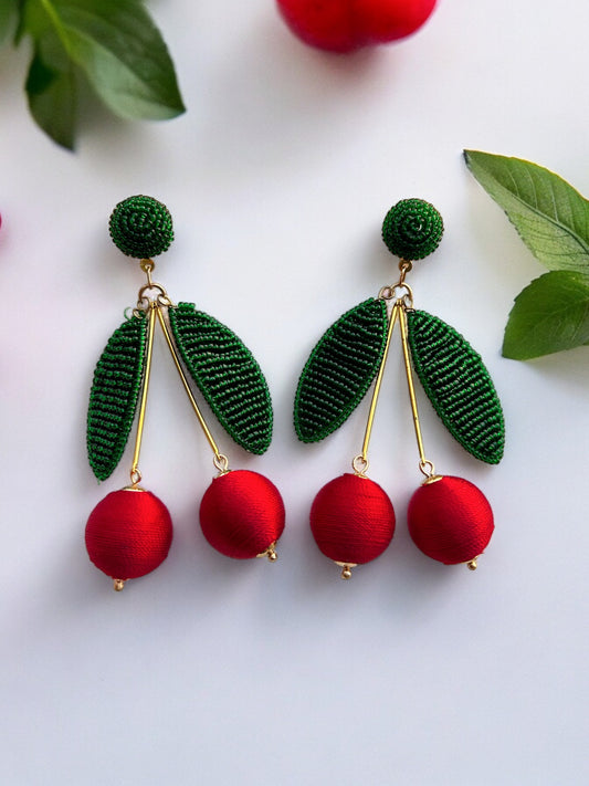 Cherry On Top Handmade Beaded Earrings