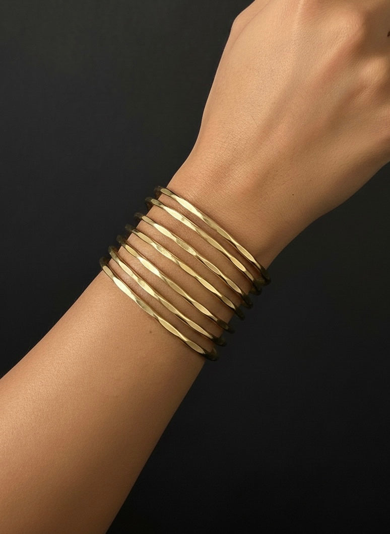 Kira Stripes Brass Cuff Bracelet