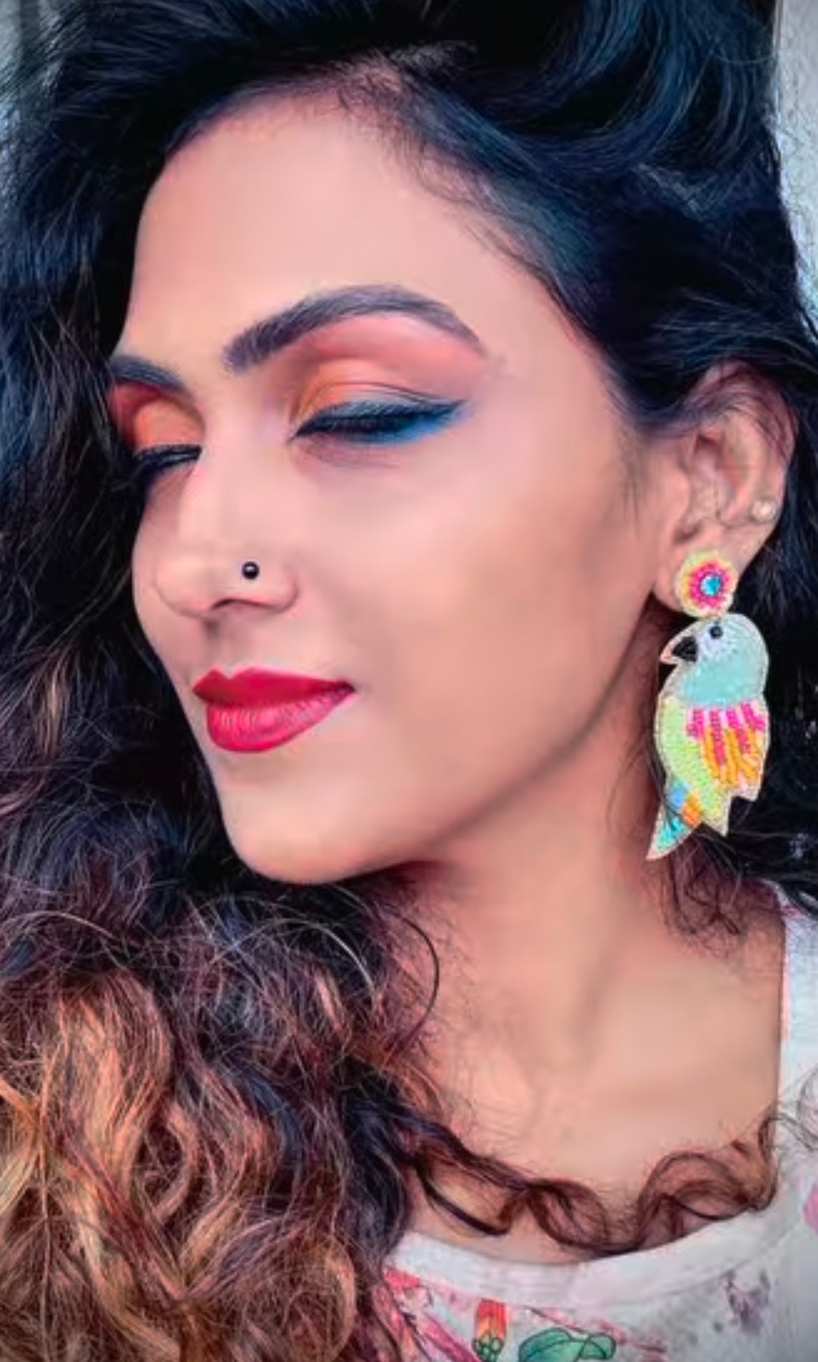 Peppy Parrot Handmade Beaded Bird Earrings