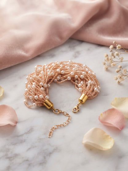 Rosalie Rose Gold Pearl Handmade Beaded Bracelet