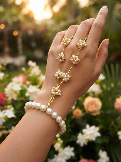 Pearl Gulnar Handmade Beaded Hathphool (Single Hand)