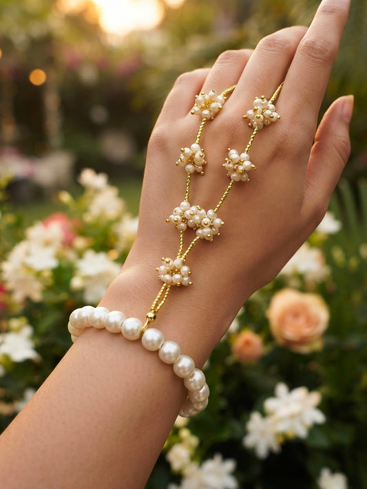 Pearl Gulnar Handmade Beaded Hathphool (Single Hand)