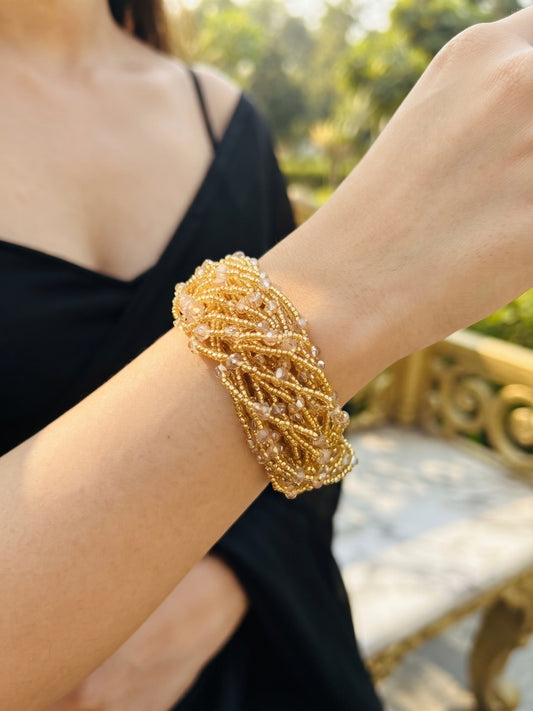 Golden Handmade Beaded Bracelet