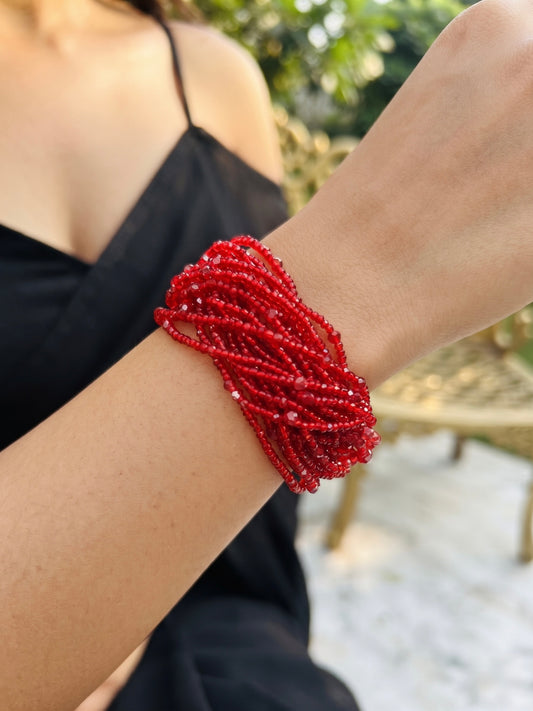 Velvet Rouge Deep Red Handmade Beaded Bracelet