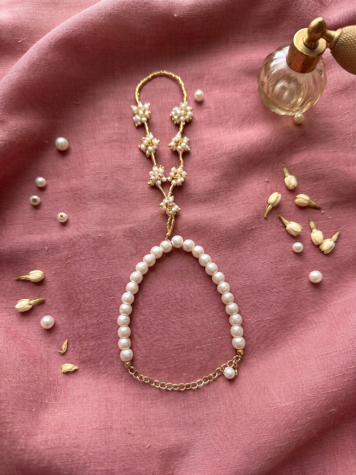 Pearl Gulnar Handmade Beaded Hathphool (Single Hand)